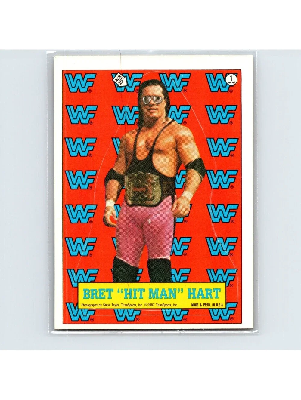 1987 Topps WWF Bret Hart #1 Stickers
